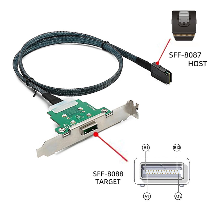 MITATTOK Mini SAS Cable, SFF-8087 to SFF-8088 Straight to Straight High-Speed Data Transfer for SAS/RAID Controllers, Backplanes, and Servers, 2FT - Image 3